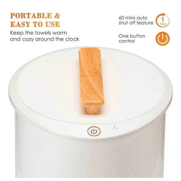 Keenray Bucket Towel Warmer Auto Shut Off Fits 2 Large Towels or Bathrobes White - Picture 7 of 14